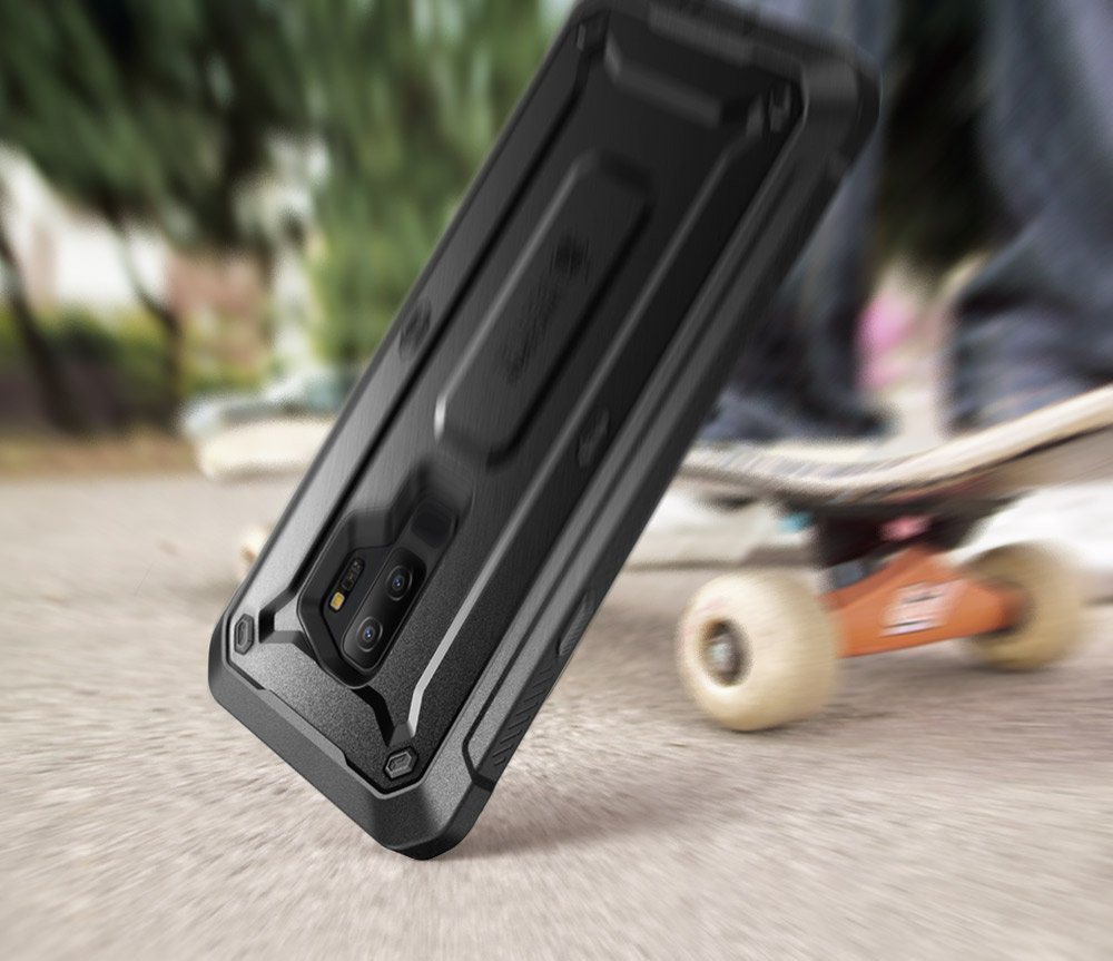 Etui pancerne z kaburą z klipsem obrotowym i osłoną na ekran Supcase Unicorn Beetle Pro do Galaxy S9 Plus